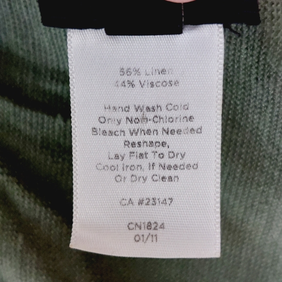 Talbots Linen/Viscose Knit Olive Green Opened Cardigan P6938 - Picture 6 of 6